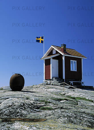 Cottage with the Swedish flag