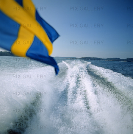 Boat with Swedish flag