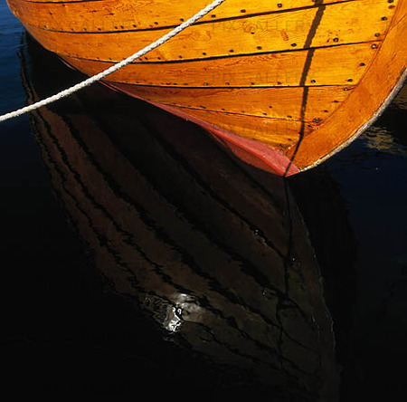 Wooden boat moored