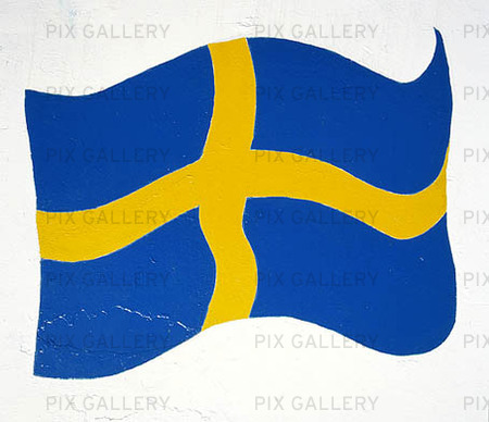 Målad svensk flagga