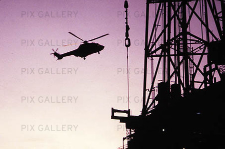 Helicopter at the oil platform