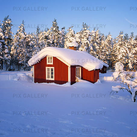Hus i snö