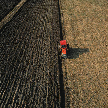 Tractor plow field