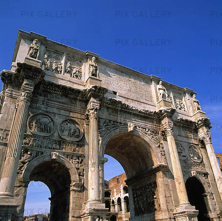 Constantinian arch in Rome, Italy