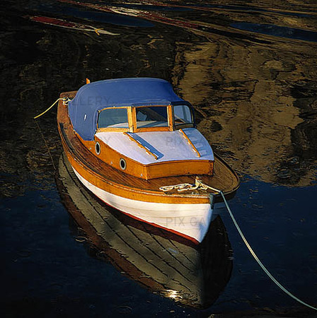 Moored motorboat