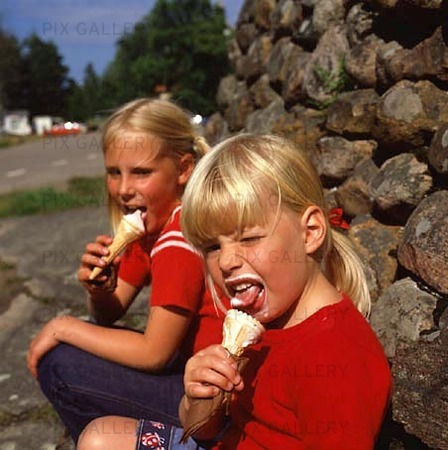 Children eat ice cream