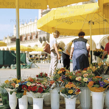 Blomsterförsäljning i Krakow, Polen