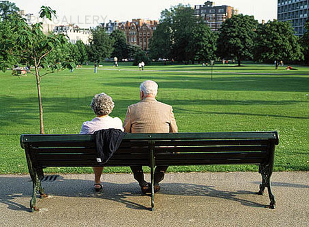 Mature couple on bench
