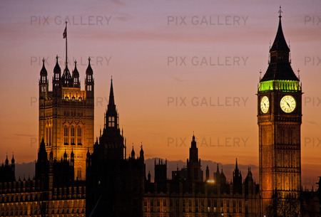 Big Ben, Victoria Tower, Houses of Parliament i London, Storbritannien