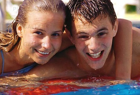 Couples in pool