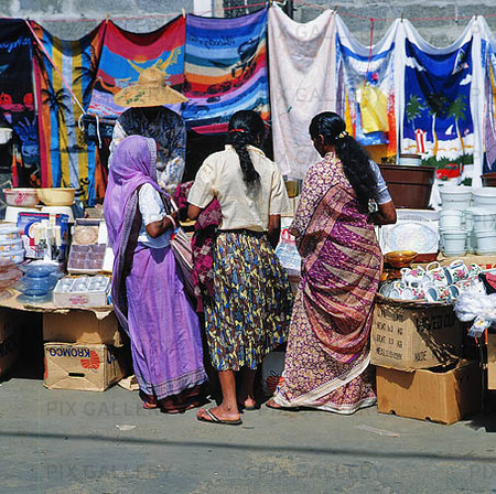 Marknad i Port Louis, Mauritius