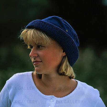 Girl in blue hat