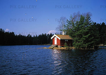 Red cottage at Lake
