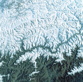 Satellite image of the Himalayas, India