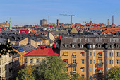 Utsikt över hustaken i Lärkstan, Stockholm