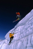 Ice climbing and skiing