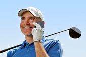 Golfer using mobile phone