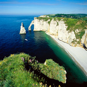 Kalkstensklippor vid Normandie, Frankrike