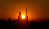 Stockholms stadsbild i solnedgången