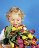 Girl with tulips