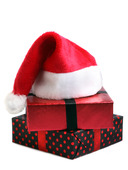 Christmas gift and santa hat
