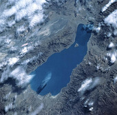 Satellite image of Pyramid Lake, USA
