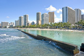 Waikiki Beach i Honolulu, USA