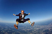 Parachute jump, free-fall in costume