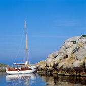 Segelbåt i naturhamn