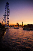 View of London at dusk, UK