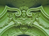 Art Nouveau fasad dekoration. Mala Strana. Prag. Tjeckien.