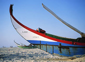Fiskebåtar på strand, Portugal