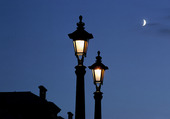 Lampposts and Moon. Paris, France