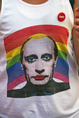 Rysslands president Vladimir Putin på t-shirt, Pride Festival
