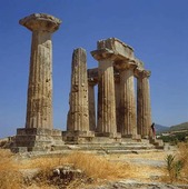 Tempelruiner i Korint, Grekland