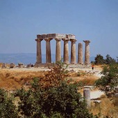Tempelruiner i Korint, Grekland