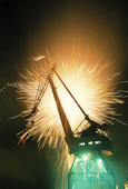 Fireworks at port crane