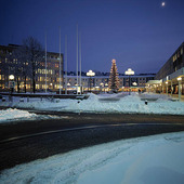 Winter in Lerums center, Västergötland
