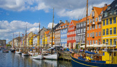 COPENHAGEN, DENMARK - MAY 22, 2017- Nyhavn - Iconic view of the most famous tourist attraction in Copenhagen